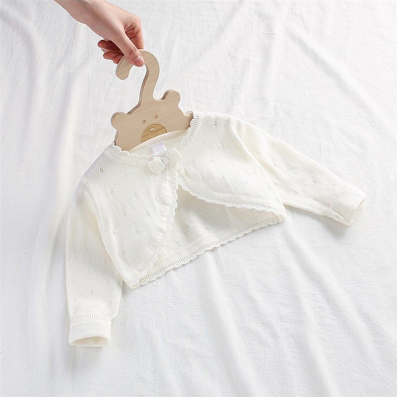 春夏薄款宝宝针织开衫纯棉女童空调衫新生婴儿小外套公主毛衣披肩