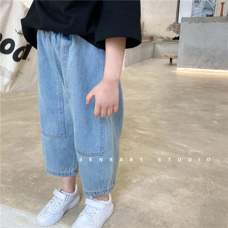 男女童宽松牛仔裤2024春秋新款中小童9分裤韩版时尚洋派老爹裤子