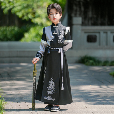 2024新款儿童古装侠客服小男孩帅气汉服武侠剑客男童古风演出服装