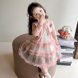 女童连衣裙春秋款2025新款洋气套装裙子宝宝网纱公主裙儿童蓬蓬裙