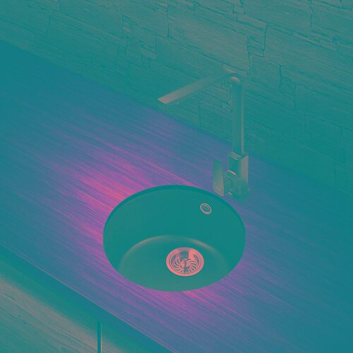 黑色小圆形石英石水槽单槽水吧台阳台岛台迷你水盆厨房洗菜盆水池