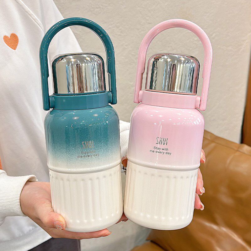 保温杯大容量女生高颜值渐变色水杯带茶隔宿舍家用水壶带盖可喝水