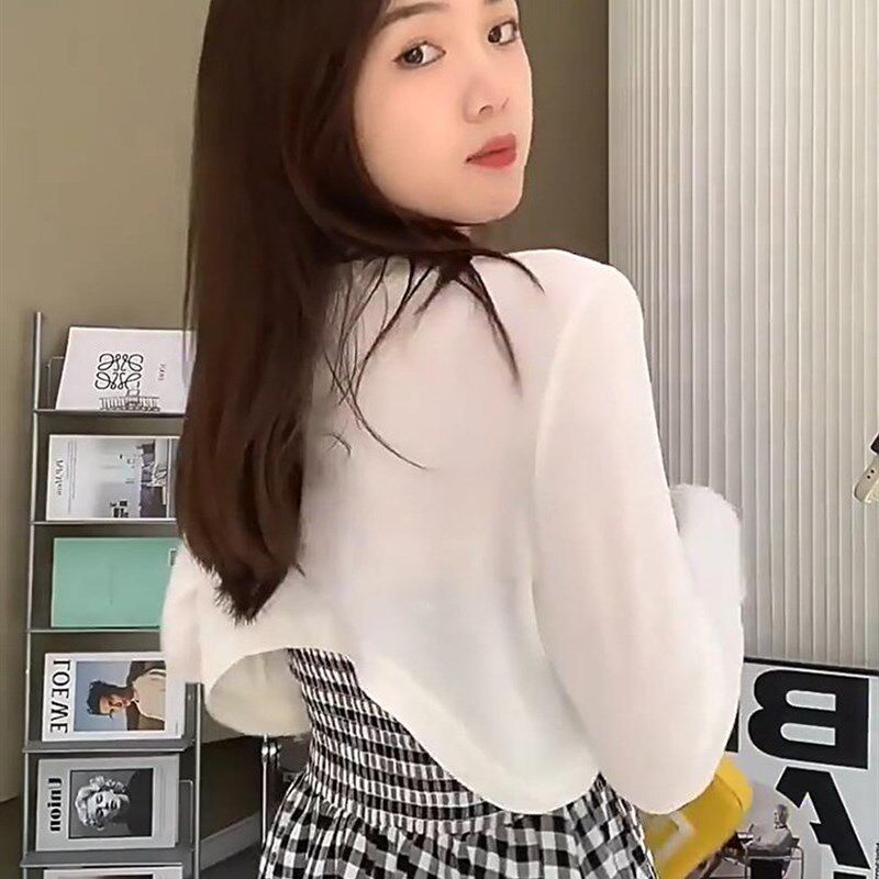 薄款小坎肩短外搭配吊带裙子罩衫防晒冰丝针织开衫披肩外套女夏季