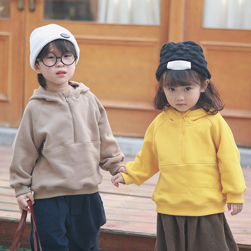 卫衣摇粒绒男孩儿童女宝宝加绒小童上衣潮婴幼童春装连帽童装帽衫