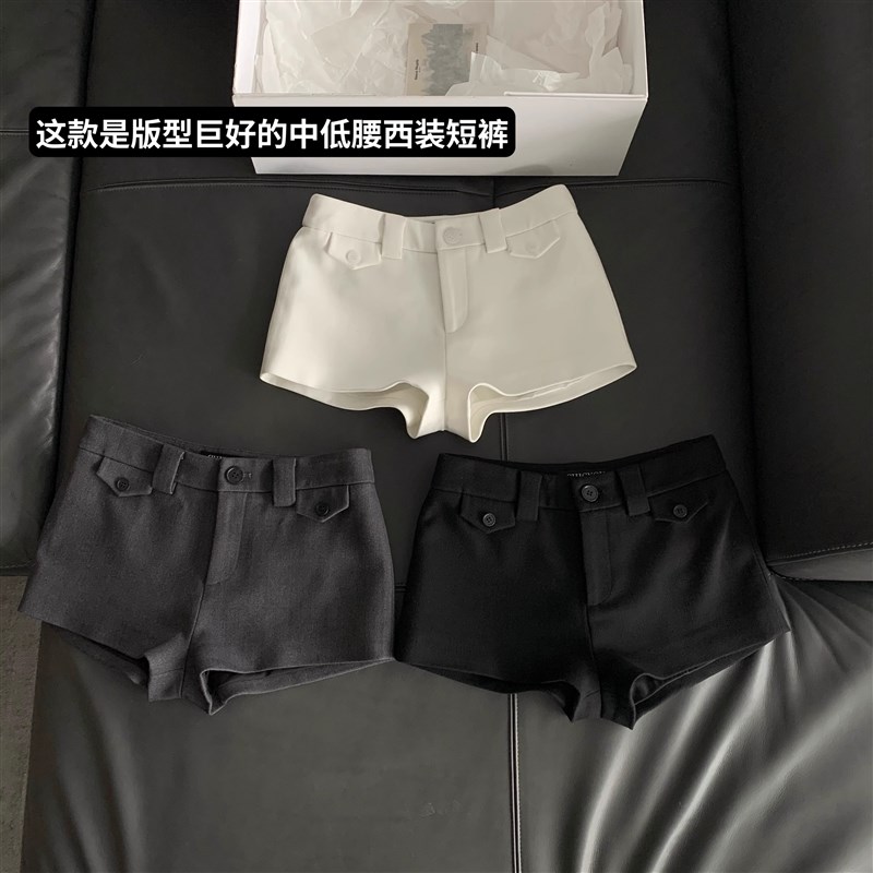 经典基础三色口袋中低腰裤子显瘦休闲裤百搭西装裤短裤女