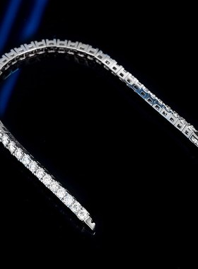 弹簧扣设计10分30分莫桑石手链女纯银简约小众轻奢网球链女友礼物