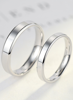 纯银食指戒指男戒日韩简约时尚女戒学生情侣对戒一对活口学生尾戒