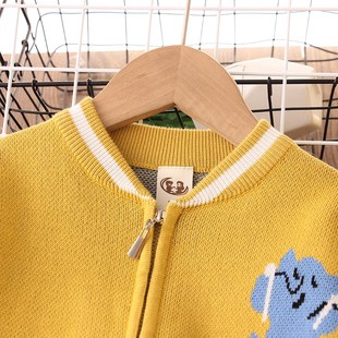 男童拉链针织开衫2024春装新款儿童毛衣外套N洋气宝宝薄款线衣春