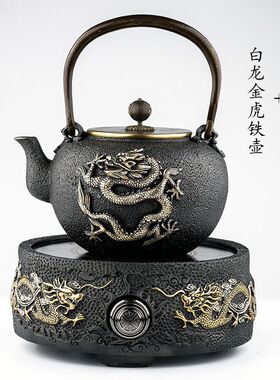 龙纹铸铁电陶炉煮茶炉烧水泡茶壶家用商务工艺礼品铸铁壶茶具套装