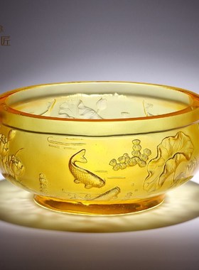 琉璃金玉满堂鱼缸聚宝盆摆件大号招财办公室玄关装饰乔迁开业礼物