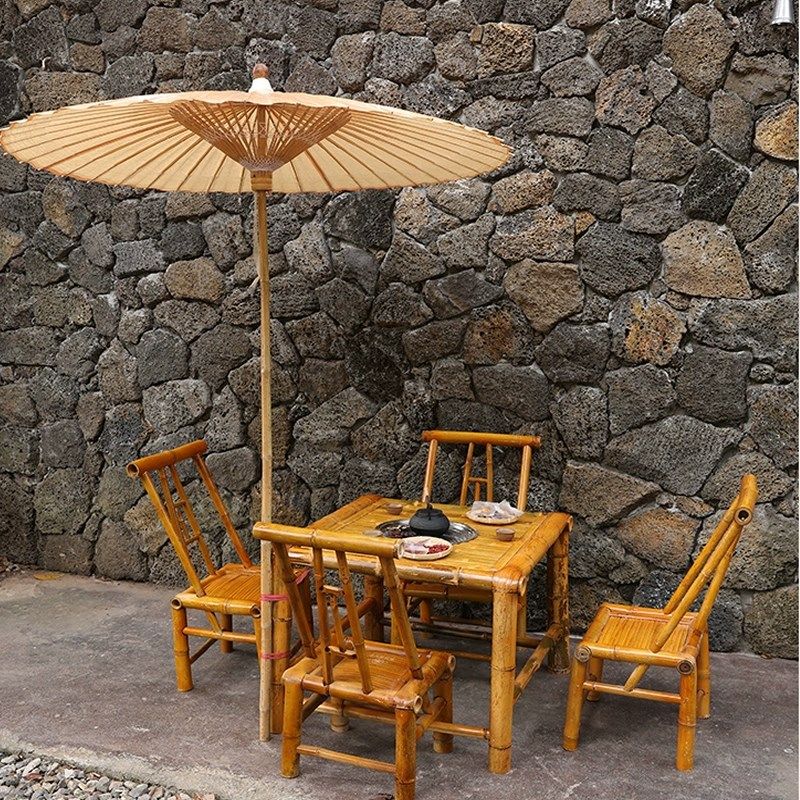 烧烤桌户外庭院花园休闲新中式农庄营G地露天茶桌外摆竹桌椅火锅