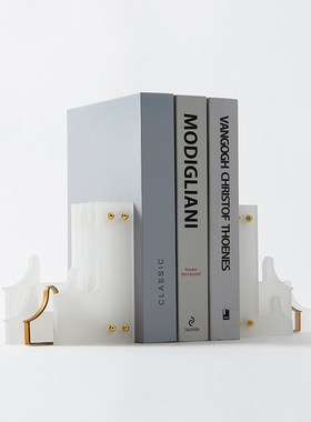 新中式建筑书挡摆件书靠创意书立摆设办公样板房书房书柜软装饰品