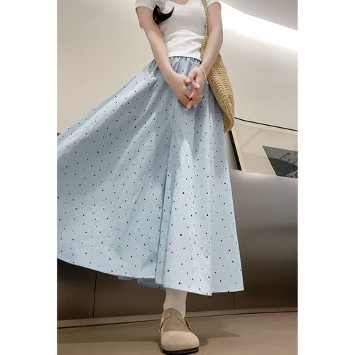 气质波点半身裤裙夏款2024新款高腰a字显瘦休闲小个子阔腿裙裤女