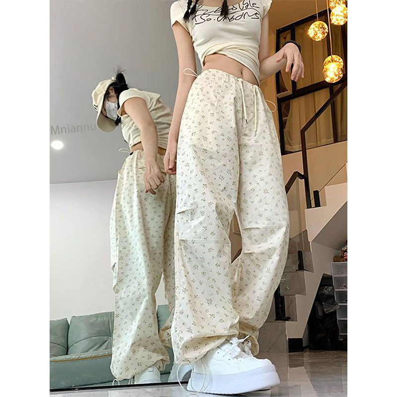 300斤大码女装韩版碎花工装裤女夏季休闲裤子胖mm宽松Z显瘦阔腿裤