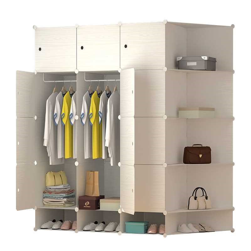 欧式衣柜经济型塑料组装推拉门简约现代成人衣橱简易实木纹卧室柜