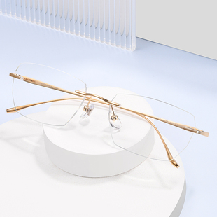 250 200 300度无框防雾变色防蓝光眼镜 150 配纯钛近视眼镜男100