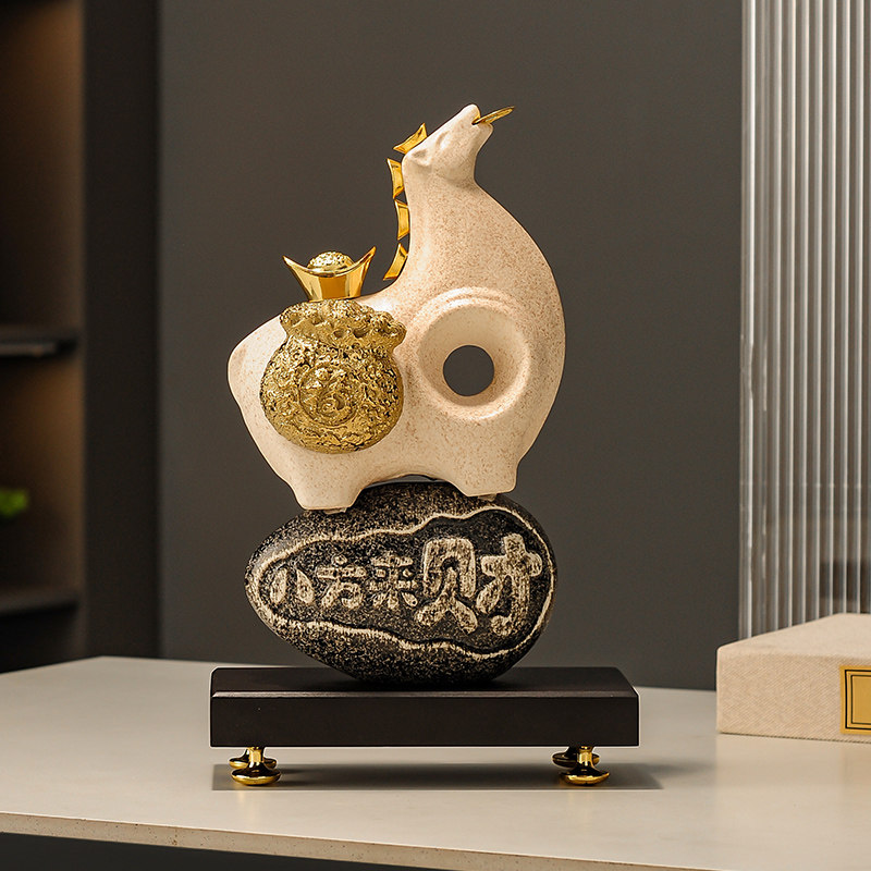 八方来财马上有钱酒柜书柜装饰品摆件新中式茶室办公室开业礼品,家居饰品,装饰摆件,淘宝优惠券,粉丝福利购,淘宝优惠卷