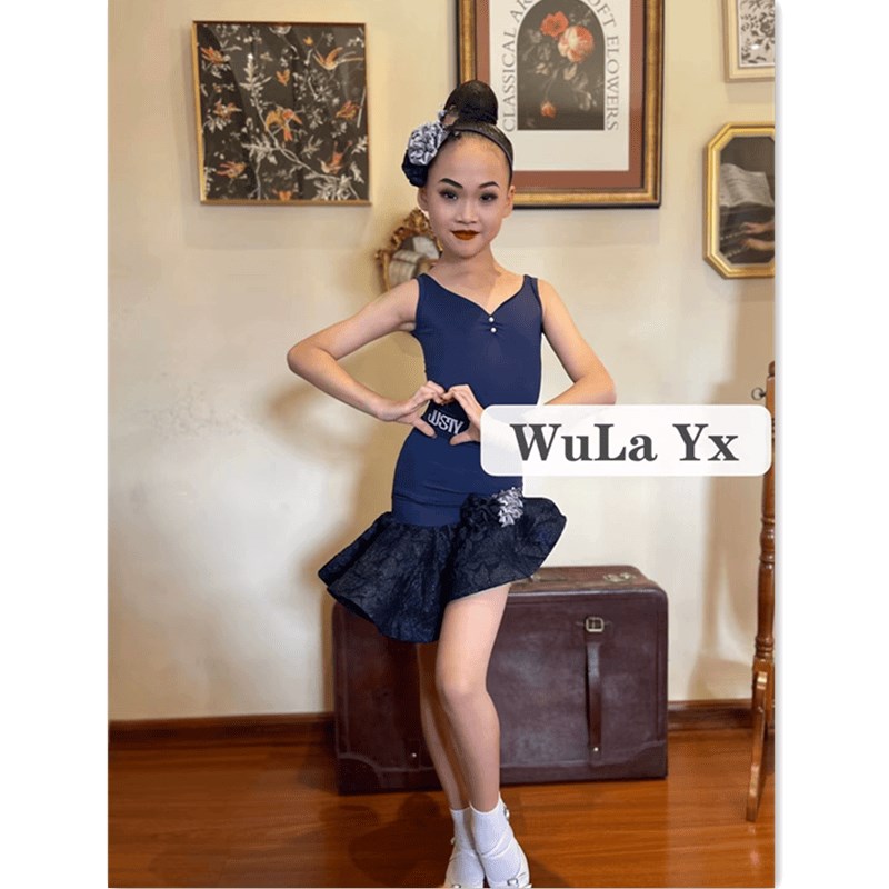 女童拉丁舞练功服夏季2024新款高级感专业表演出服少儿比赛套装裙