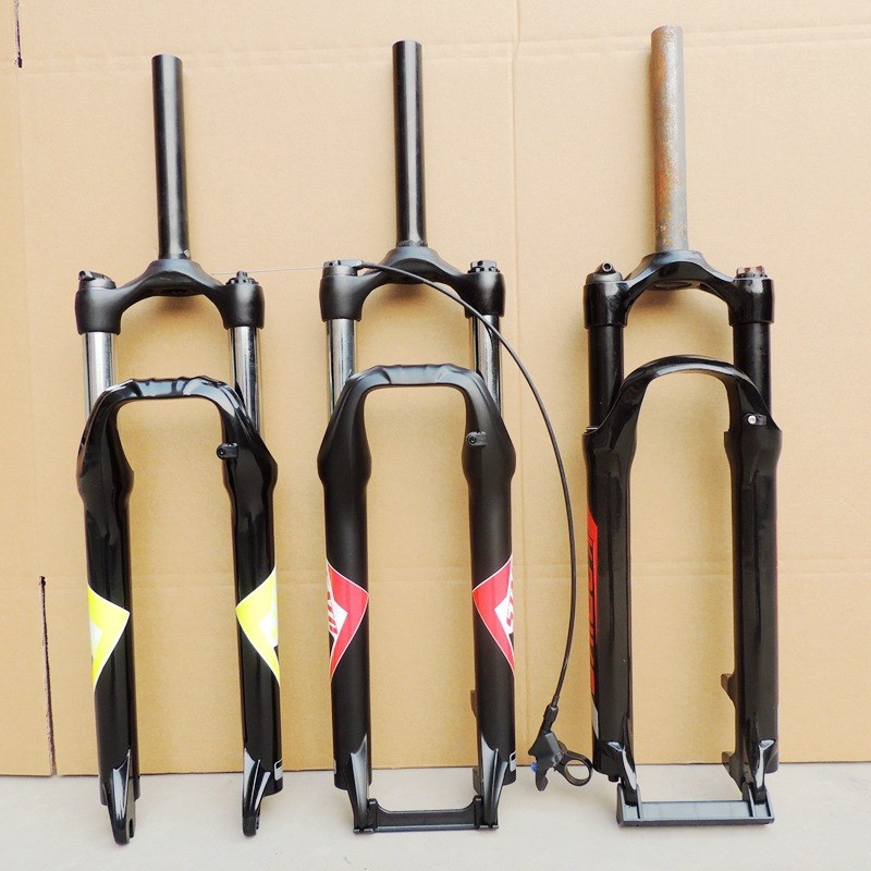 26寸山地自行车铝合金避震前叉 线控锁死碟刹前叉 直管上黑色白色