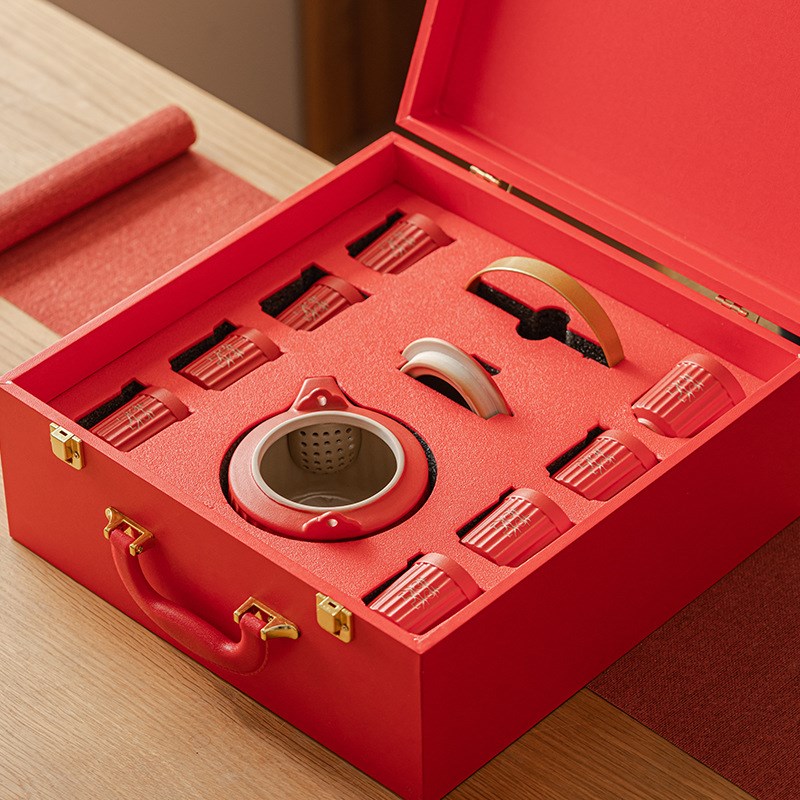 结婚礼物送新人红色茶具家用新婚陪嫁高档婚庆敬茶杯闺蜜订婚礼物