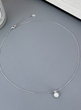 简约碎银子珍珠吊坠项链女2025新款爆款颈链小众设计感百搭锁骨链