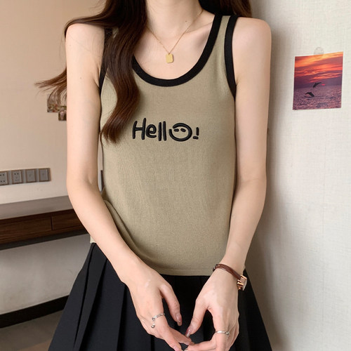 大码冰丝针c织吊带背心女夏季胖mm百搭工字背心宽松显瘦无袖上衣