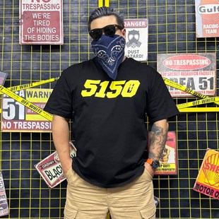 打底短袖 核爆炸5150系列2n50克黑色全棉宽松休闲加大码 男女夏季