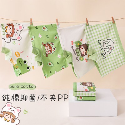 纯棉女童内裤100全棉1平角2四角3女I宝宝小童6婴儿小女孩儿童短