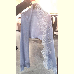 法式 设计感小众欧货洋气毛衣开 蕾丝拼接针织披肩女早2025B秋新款