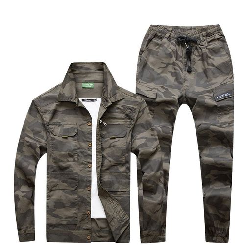 工作服套装男夏季薄o款纯棉迷彩劳保服宽松耐磨汽修电焊工防烫外