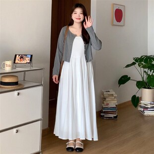 喵喵 吊带连衣裙两件套X装 大码 mm初夏气质显瘦开衫 212 女装 微胖