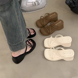 外穿仙女鞋 2025夏季 配裙子厚底z凉拖鞋 时尚 子网红坡跟增高凉 新款