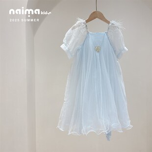 短袖 洋气小女孩网纱公主裙舞台装 连衣裙 2j025新款 女童连衣裙夏款