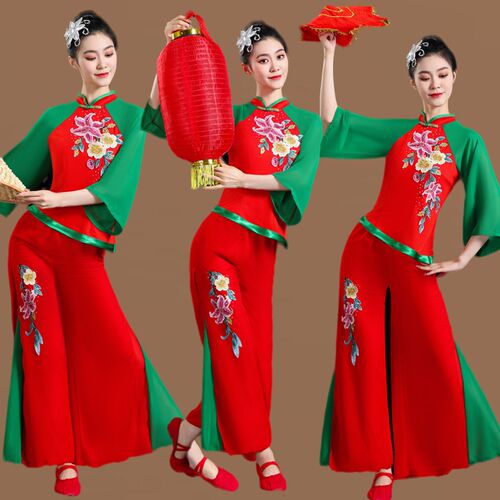 广场舞服装新g款套装古典扇子舞秧歌灯笼服中老年跳舞演出表演服