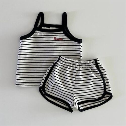 韩版婴幼儿吊带背心套装夏季薄款纯棉男女K宝休闲短裤家居服两件