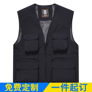 马夹定制印LOG 摄影户外钓鱼背心工作服多口袋L工装 马甲男夏季 薄款