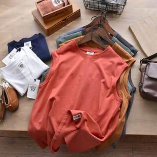 情侣T恤潮牌 休闲宽肩无袖 夏季 纯棉背d心男运动健身篮球坎肩