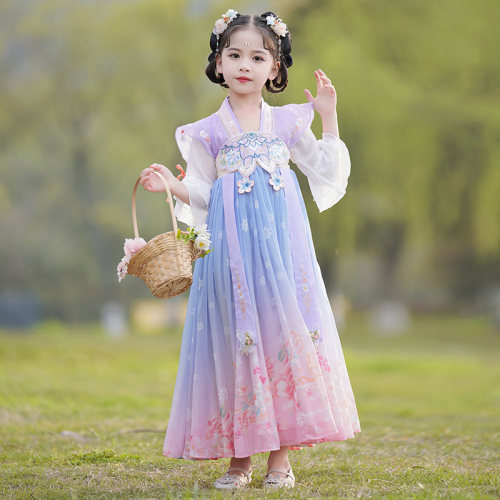 汉服女童夏季古风超仙儿童襦裙公主裙唐装K中国风高端夏款古装仙