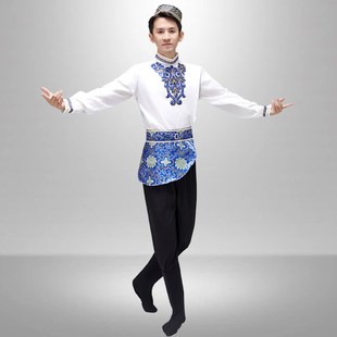 新款 成人男少数民族新疆舞表演艺考练功服舞蹈演出 维吾尔c族服装