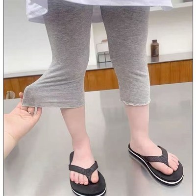 儿童七分裤宝宝裤子夏季薄款弹A力夏款打底裤女童打底裤修身外穿