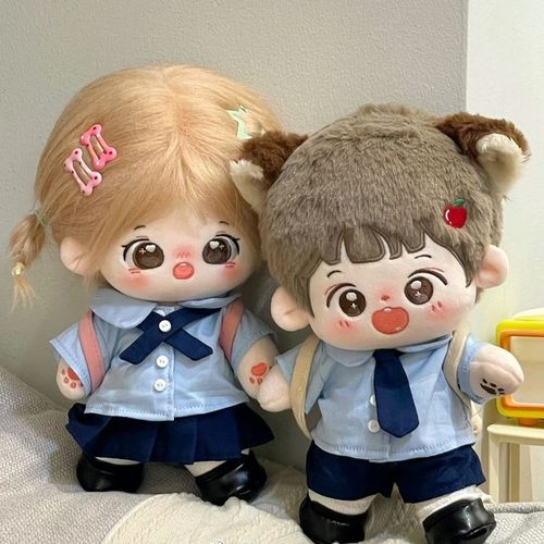 新品棉花娃娃衣服20cm校v服学院情侣款制服裙无属性娃衣可换装公