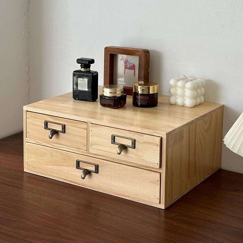 木质桌面置物架杂物文具整理柜书桌办公室抽屉储物柜化妆品收纳盒