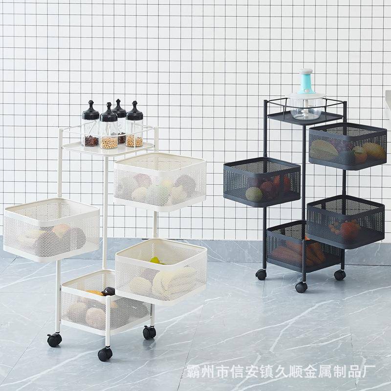 厨房方形置物架多功能储物架宿舍客厅杂物架蔬菜可移动旋转置物架