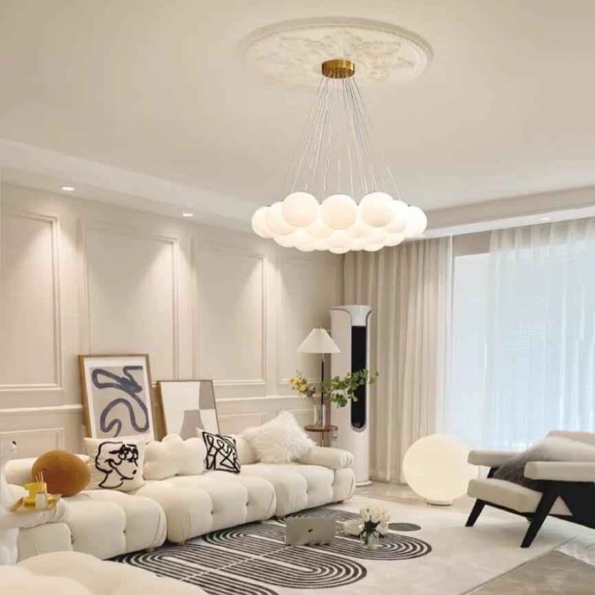 现代设计师款个性客厅玻璃气球吊灯法式轻奢奶油风卧室书房玄关灯