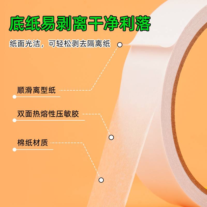 强力双面胶高粘度薄款学生儿童手工专用固定不留痕两面胶幼儿园绵