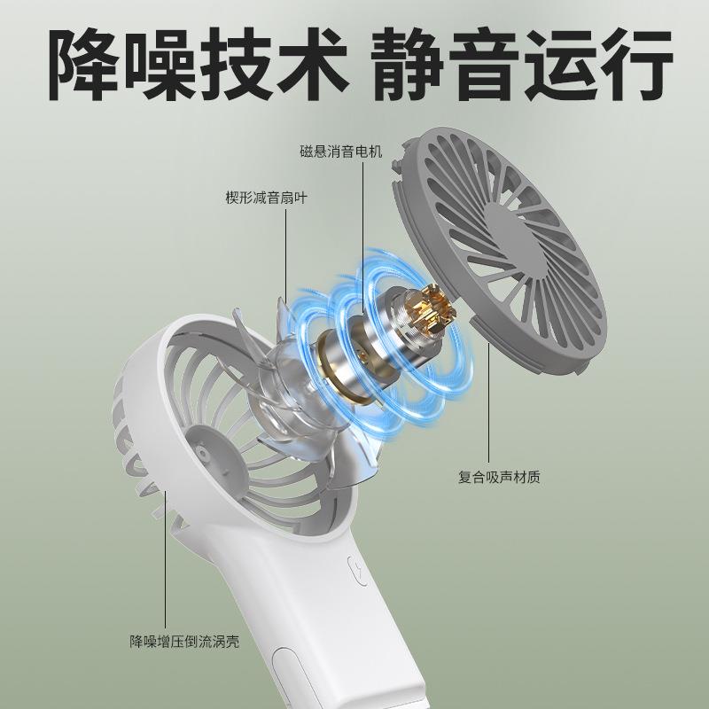 2025新款手持可折叠桌面USB充电小风扇卡通登山挂扣迷你静音风扇