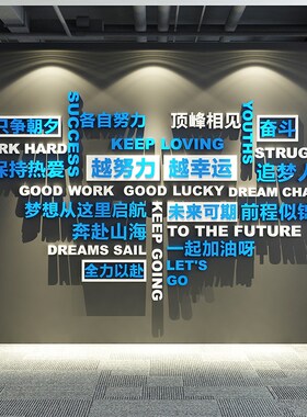 办公司进门形象背景墙装饰企业文化高级氛围会议室励志标语贴布置
