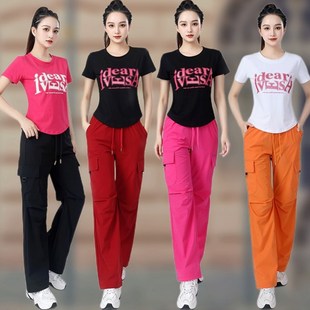 套装 夏C季 裤 广场舞服装 运动服 跳舞衣服工装 新款 薄款 2024时尚 短袖