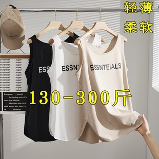 T显瘦无袖 特大码 薄款 外穿200斤胖mm遮肚砍袖 T恤上 吊带背心女夏季