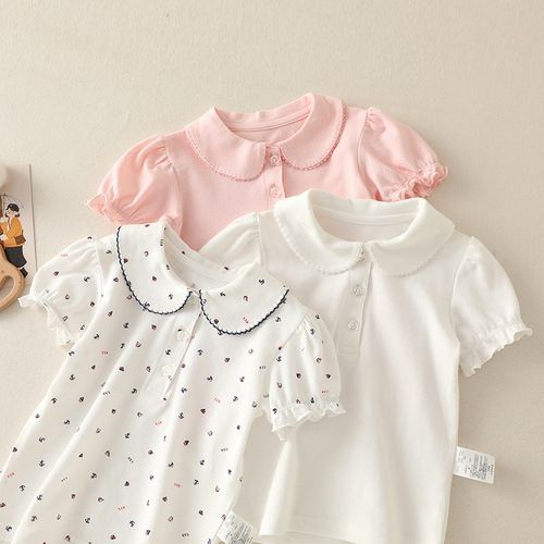 宝宝女童夏季纯棉娃娃短袖新款夏装洋G气小童衣服童装可爱儿童上